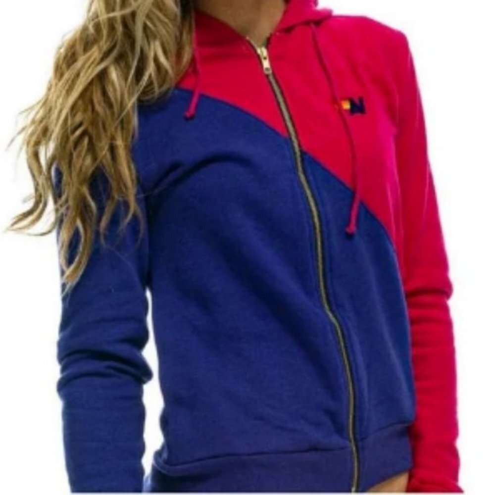 Aviator Nation Pink and Blue Hoodie